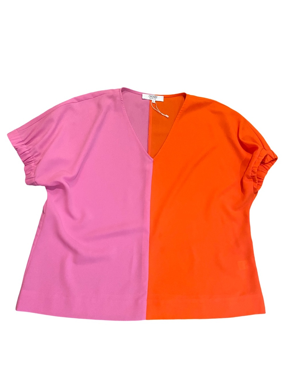 CROSBY by Mollie Burch Pink and Orange Two-Tone V-Neck Blouse
